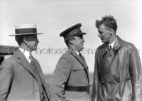Orville Wright, Major John F. Curry, and Colonel Charles Lindbergh