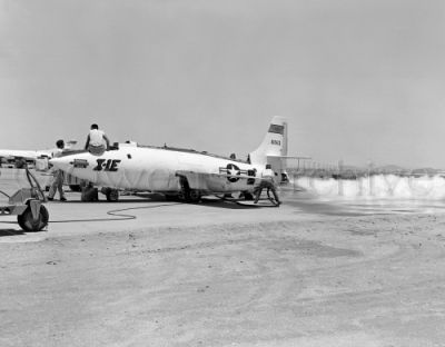 X-1E during engine test, Edwards AFB