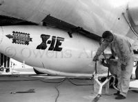 Bell X-1E under Boeing B-29 Mothership