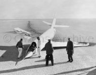 Bell X-2 collapsed nose landing gear after flight