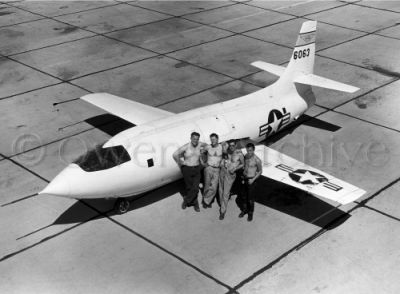 Bell X-1-2 aircraft with pilots and crew