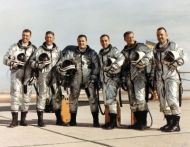 NASA X-15 test pilots Engle, Rushworth, McKay, Knight, Thompson and Bill Dana
