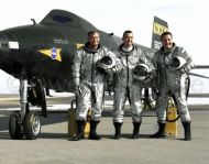 X-15 test pilots Milton Thompson, William Bill Dana and John Jack McKay