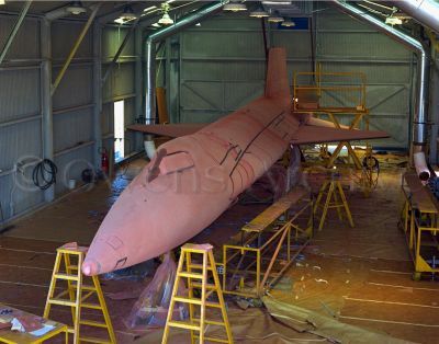 X-15 in Edwards AFB paint shop 