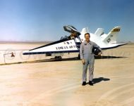 NASA research pilot Thomas McMurtry with X-24B