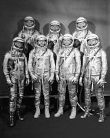 Original 7 Mercury Astronauts in spacesuits