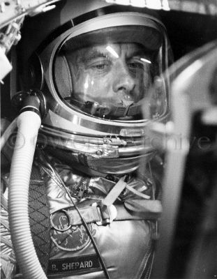 Alan Shepard in his space suit just before launch of Mercury spacecraft
