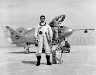 Test pilot Cecil Powell with X-24 after flight