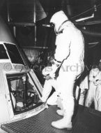 Astronaut Roger Chaffee prepares to board the Apollo 204 spacecraft