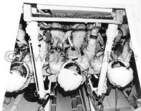 NASA Apollo 1 astronauts in crew equipment stowage Critical Design Review