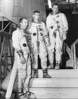 Astronauts James A. McDivitt, backup CP; Roger B. Chaffee, prime navigator; and Edward H. White II
