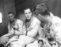 Apollo 1 crew in transfer van at  Kennedy Space Center. January 19, 1967