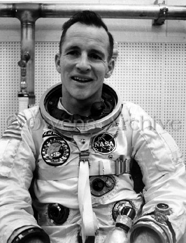 Apollo 1 senior pilot Edward H. White II suiting up at KSC