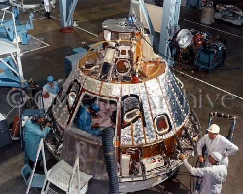 Apollo 204 command module (serial no. 012) during preparation