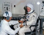 Apollo 1 astronaut Edward H. White II during suiting up operations