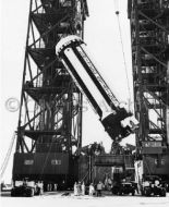 First SA-1 being hoisted in Complex 34 gantry at at Cape Canaveral