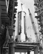 SA-5 S-1 stage being lifted into position at Complex 37