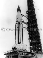 Saturn I development vehicle SA-5 on the launchpad at Cape Canaveral