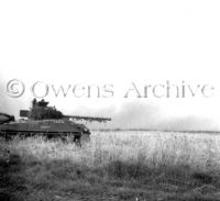 British Sherman Tank in Battle, Gold Beach