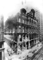 Ice-covered building after fire 1912