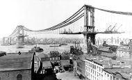 Manhattan Bridge during construction, 1909