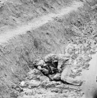 Dead Confederate soldier in trench