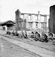 Burned railroad cars at Richmond, Va. 1865