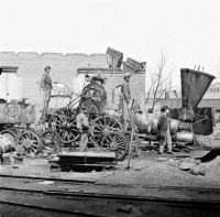 Crippled locomotive at depot, Richmond