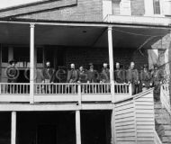 Officers on porch at Signal Corps H.Q.