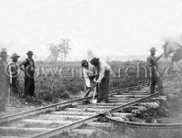 Military railroad operations with African American laborers, 1862