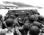 US troops in Landing Craft, Normandy Beach