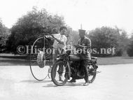 Velocipede Rider with Motorcycle Police 1921