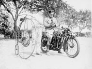 Velocipede Rider getting Ticket from Motorcycle Police 
