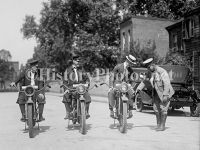 Motorcycle Police Officers Inspecting Motorcycle 1923