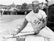 Brooklyn Dodgers Jackie Robinson in Dugout