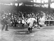Chicago Cubs Zack Taylor tags out Goose Goslin 