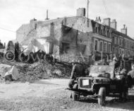 1st US Army MP Jeep in Port Town of Isigny-sur-Mer