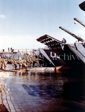 US Troops Load on LCT's at Portland, England