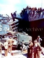 Army Trucks Loading on LST for D-Day