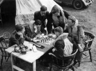 UK Fighter Pilots in Flight Gear Playing Checkers