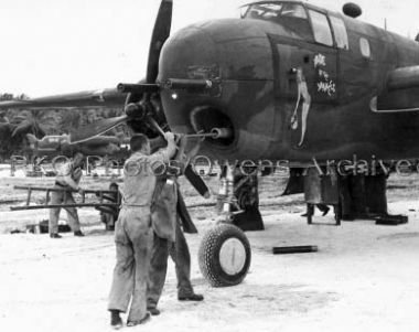 Ground Crew with B-25 Mitchell Bomber