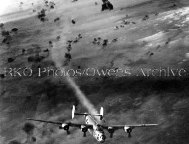 B-24 Bomber Flying in Heavy Flak over Germany