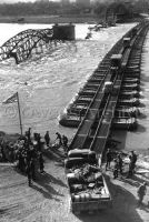 German Soldiers Crossing Pontoon Bridge at Branau, Austria