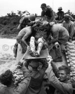 Wounded Marine carried off tank, Okinawa