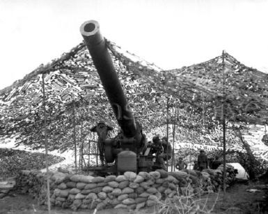 697th Firing 240mm Howitzer at German Troops