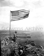 American flag on top of Mount Suribachi