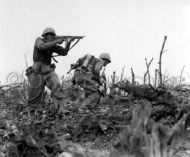 1st Marine Division look for Japanese snipers