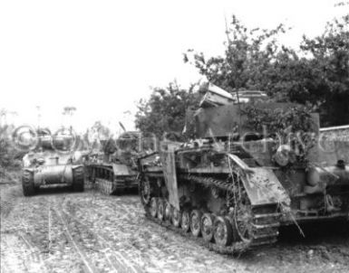 Sherman Tank with Captured Panzers IV Tanks