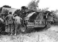 1st Infantry Inspects Panzer Tank in Normandy