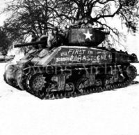 First Sherman Tank in Bastogne